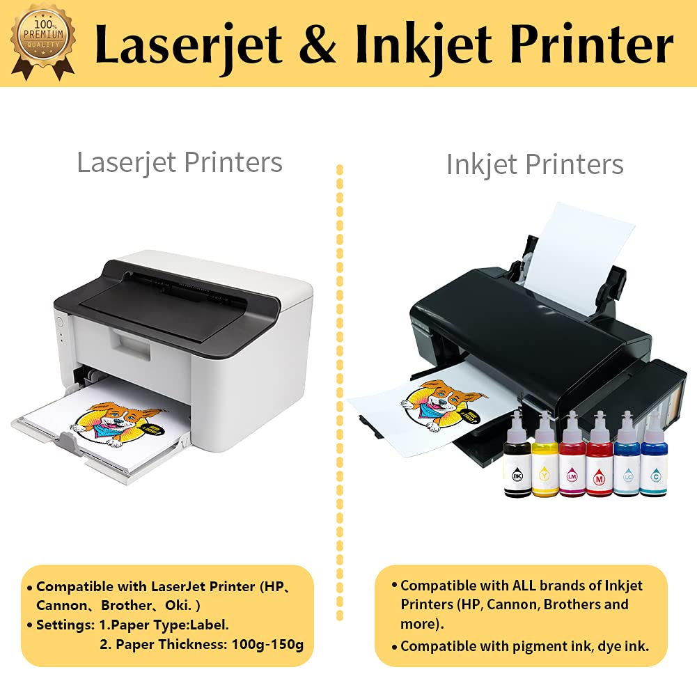 TransOurDream Printable HTV Heat Transfer Vinyl for Inkjet & Laser Printer (25 Sheets 8.5x11", Light 3.0) Iron on Vinyl for Light & White Fabrics Heat Transfers Paper for T Shirts (L3-25)