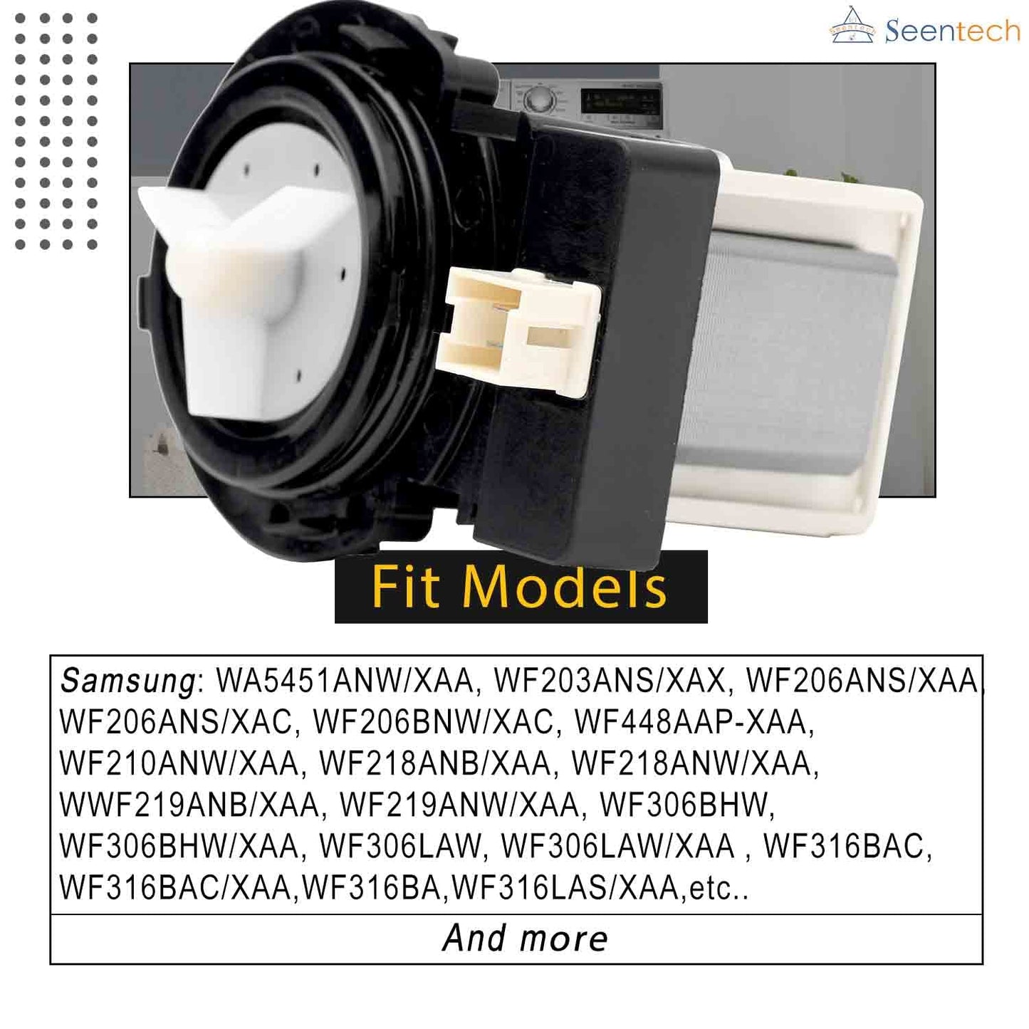 DC31-00054A Washer Drain Pump for Samsung Washing Machines by Seentech - Replaces Part Numbers AP4202690, 1534541, DC31-00016A, PS4204638
