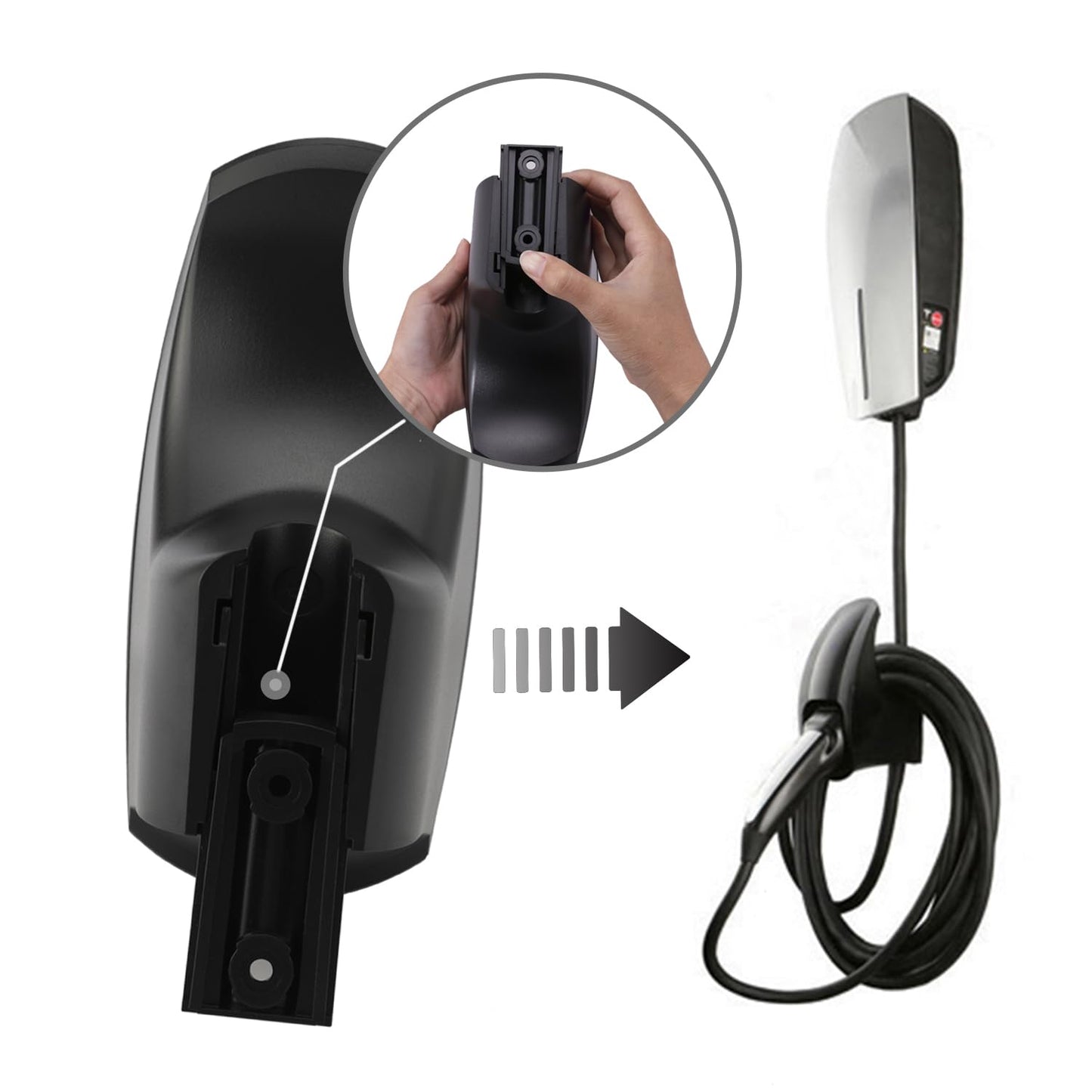 Seven Sparta Charging Cable Holder with Chassis Bracket Compatible with Tesla Model 3 Model Y Model X Model S Charger Cable Organizer Car Accessories Wall Connector (Black)