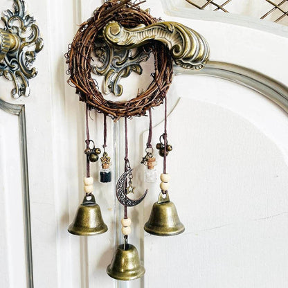 yuandan Handmade Witch, Wreath Witch Bells Door Hangers Hanging Witch Bells Handle Pendant Rattan for Home Door Decorationfor