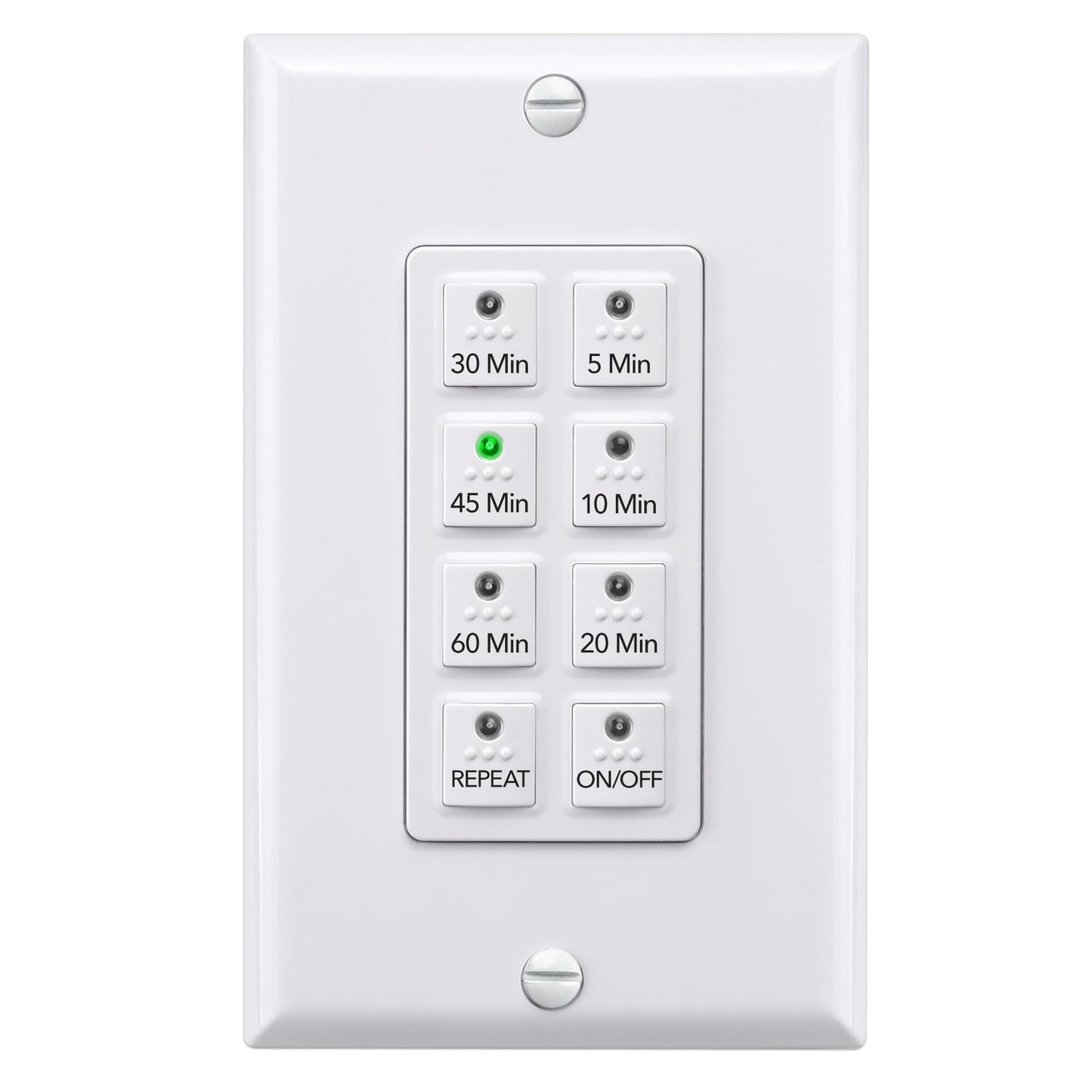 BN-LINK Countdown Digital Wall Timer Switch for Exhaust Fan with Push Button 5-10-20-30-45-60mins, Bathroom Fan Light Switch Timer Indoor, Neutral Required, Wall Plate Included, White