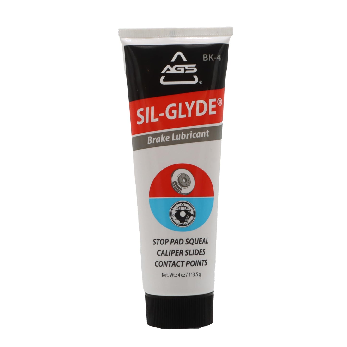 AGS SIL-Glyde 4 oz Tube Silicone Based Brake Assembly Lubricant for Eliminating Disc Brake Squeal - Moisture Proof, Heat Resistant, Rust and Corrosion Protector