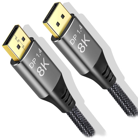 Angusplay 8K DisplayPort Cable 1.4 15ft / 5m, Ultra HD 4K 144Hz, 8K 60Hz, HBR3(7680x4320 Resolution) Displayport to Displayport Cable, High Speed 32.4Gbps, Nylon Braided Long DisplayPort 1.4 Cable