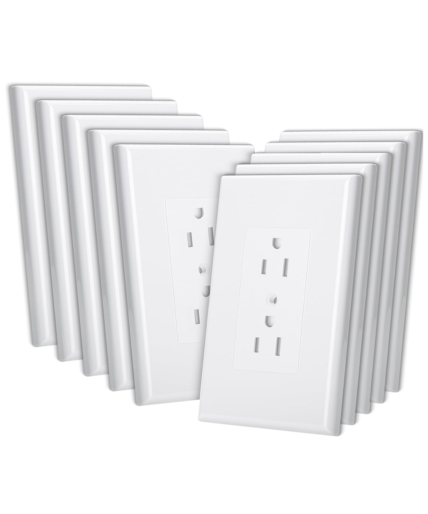 Bates Choice Duplex Wall Plate, 10 Pack, White, 3.18 inches (W) x 4.98 inches (H), Wall Plates, Wall Outlet Cover