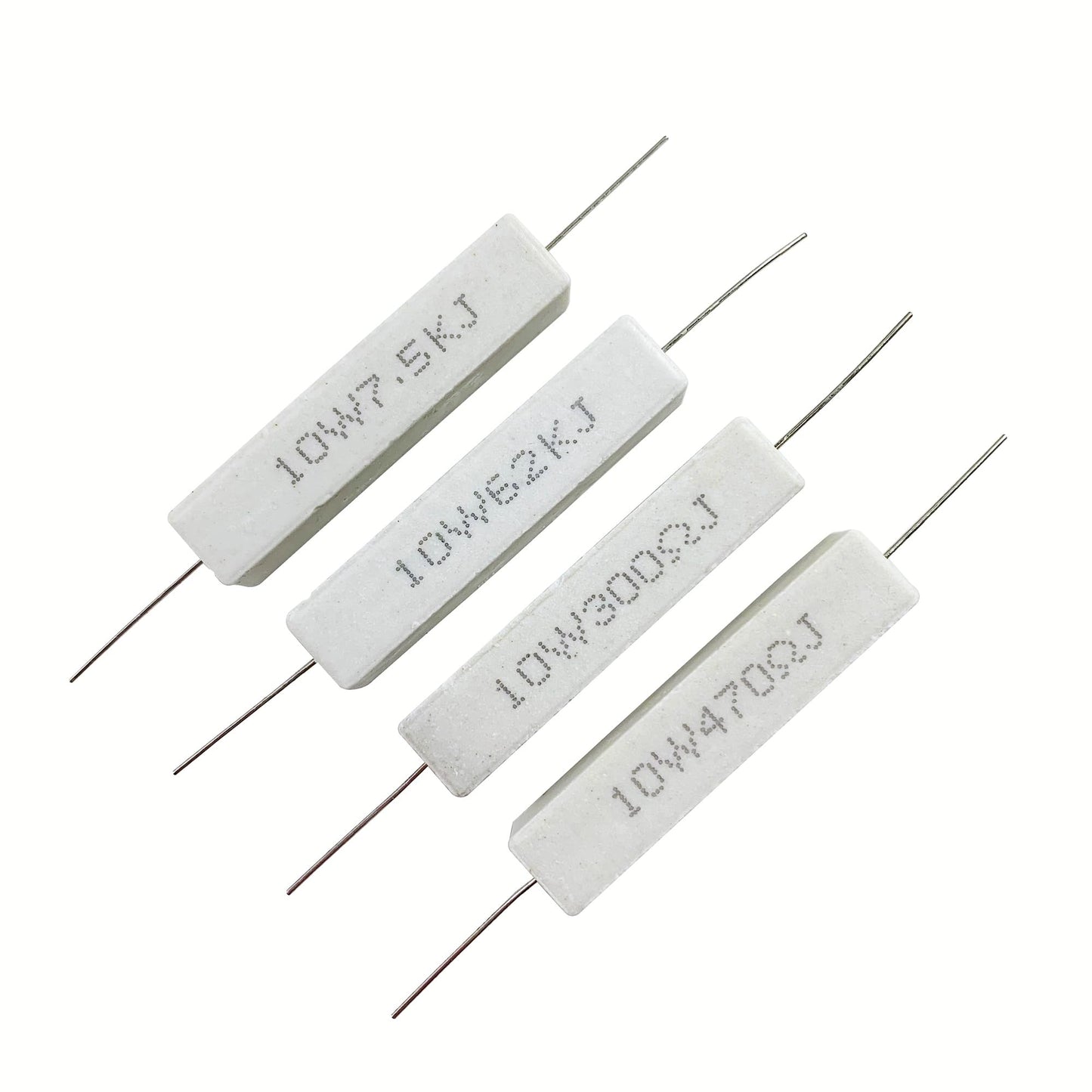 MOKMMKIT 25 Values 50 Pieces Ceramic Cement Resistor KIT 10W Resistance 10 Watt ±5% Power Resistors (100 Ohm - 100K Ohm)