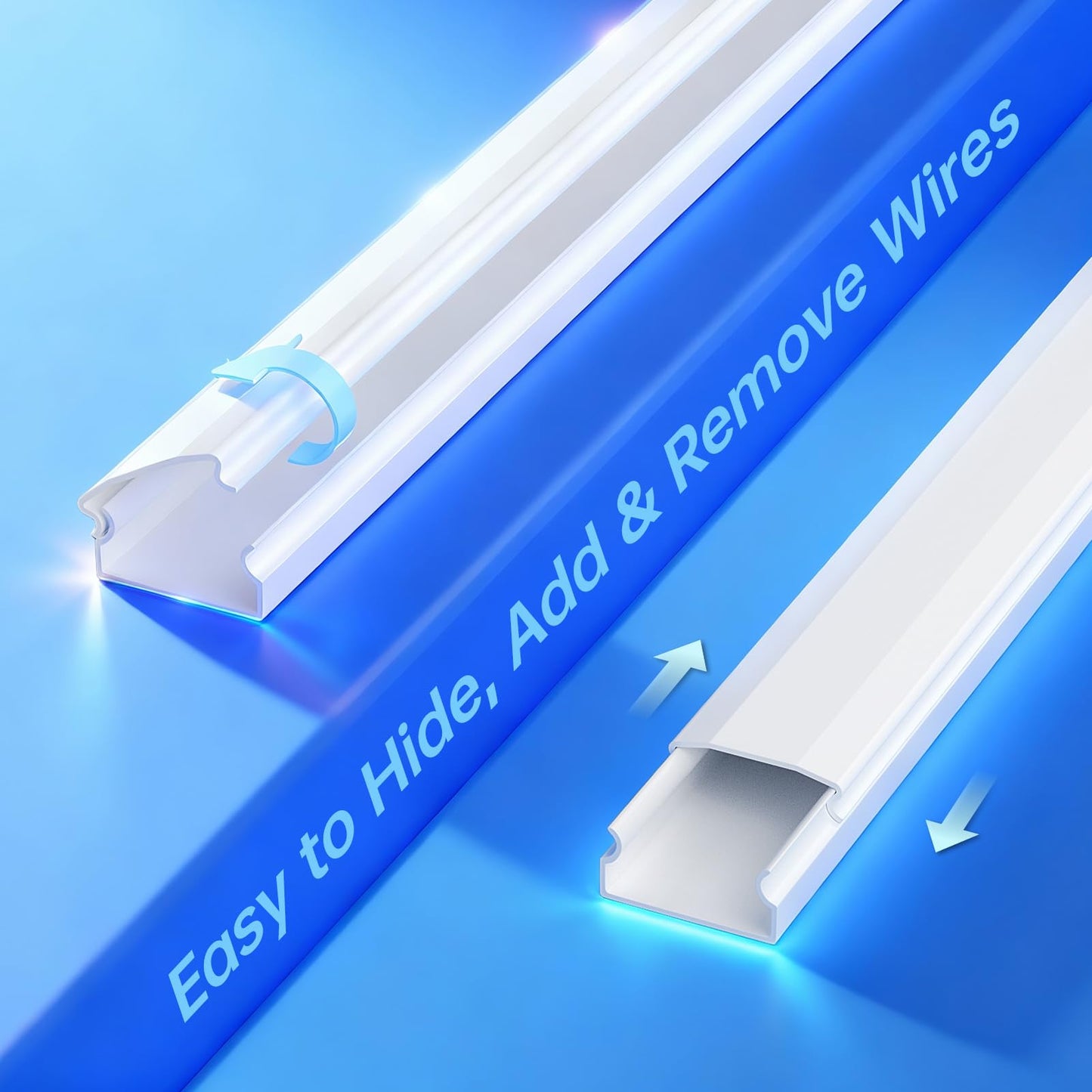 Delamu Cord Hider Wall Kit, 85in Paintable Wire Covers for Wall Mounted TV, Easy to Install Cable Hider for Cords on Wall, Wall Cable Concealer & Cord Management System, 6X L14.2 W1.18 H0.5in, White