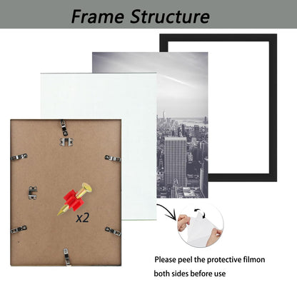 11x14 Picture Frame 2 Pack, Display Poster 8x10 with Mat or 11 x 14 Without Mat, Wall Gallery Photo Frames-Vertical or Horizontal Mounts & Ready to Hang,Photo Frames for Wall Mounting, Black