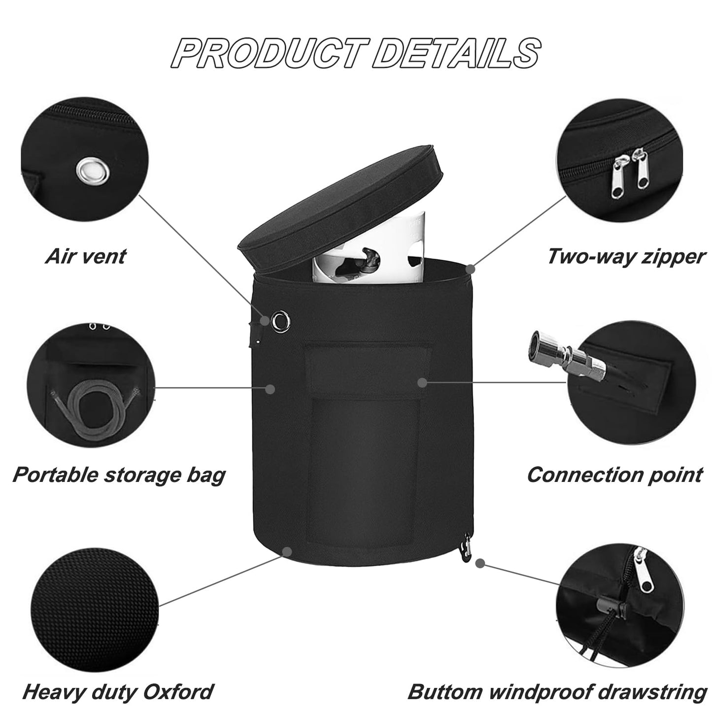 BE-TOOL 11lb Propane Tank Cover Outdoor Heavy Duty Waterproof Gas Tank Cylinder Cover with Adjustable Drawstring for Camping Stoves, Outdoor Barbecue Grills, Fire Pits, Gas Heaters(S)
