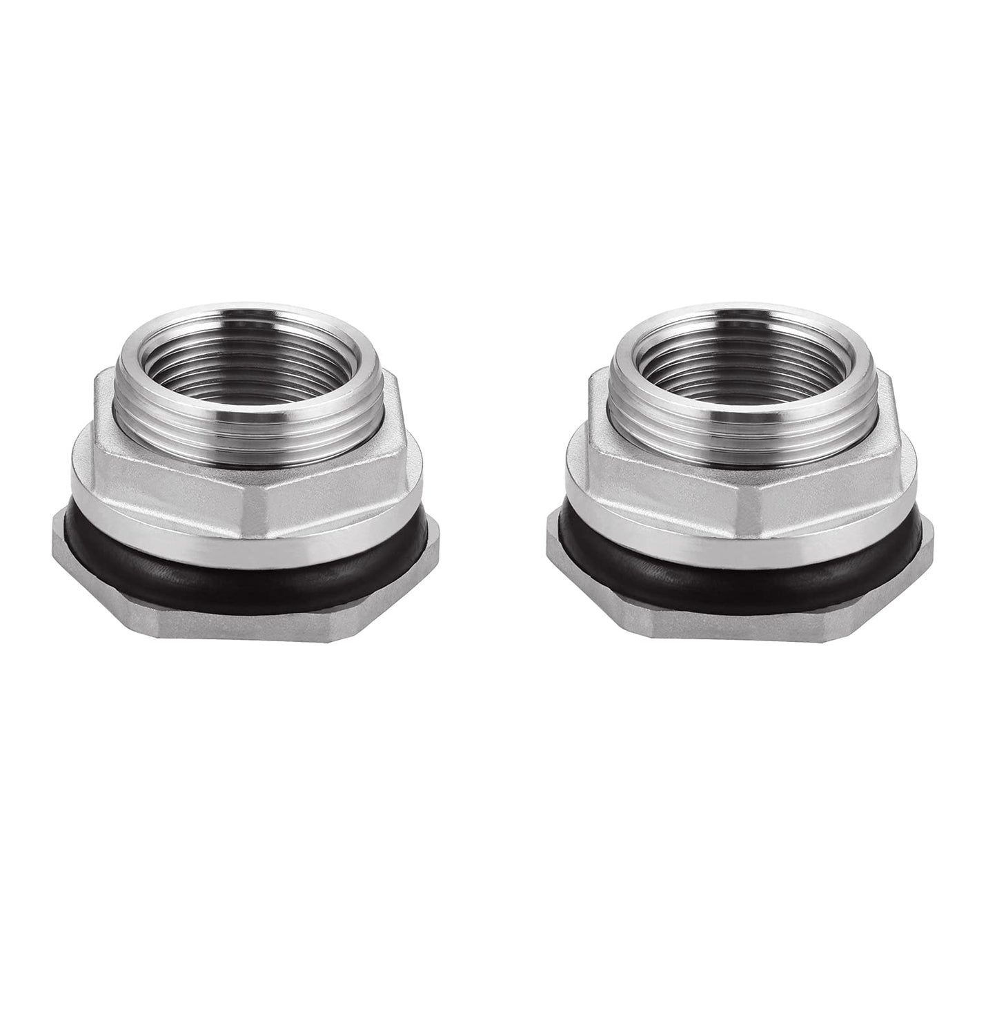 Carvedexquisitely Bulkhead Water Tank Fitting,1/2" NPT Female Thread,304 Stainless Steel Thru-bulk Fitting(2 Pcs)