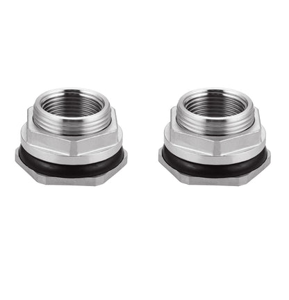Carvedexquisitely Bulkhead Water Tank Fitting,1/2" NPT Female Thread,304 Stainless Steel Thru-bulk Fitting(2 Pcs)