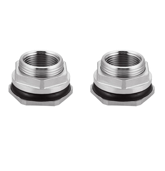 Carvedexquisitely Bulkhead Water Tank Fitting,1/2" NPT Female Thread,304 Stainless Steel Thru-bulk Fitting(2 Pcs)