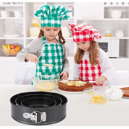 3Pcs Springform Pan Set, 4"/7"/9" Non-Stick Cheesecake Pan, Leakproof Round Cake Pan,Removable Bottom Quick Release Latch Moulds for Birthday Cake,Gift Free 50 Pcs Cake Paper