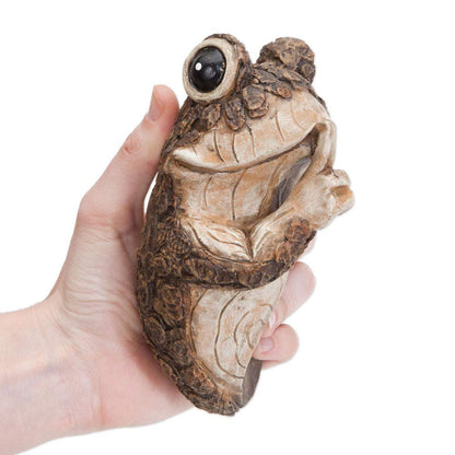 Bits and Pieces - Keep Quiet Frog Tree Peeker - Durable Polyresin Animal Tree-Hugger Sculpture - Lawn and Garden Outdoor Décor Statue