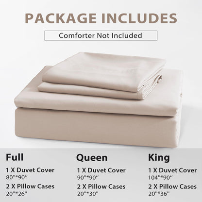 Sasttie Duvet Cover Queen, 3-Piece Ultra Soft Double Brushed Bedding Sets for All Season Use, Includes 1 Duvet Cover 90x90 Inches, 2 Envelope Pillowcases 20x30 Inches, Beige