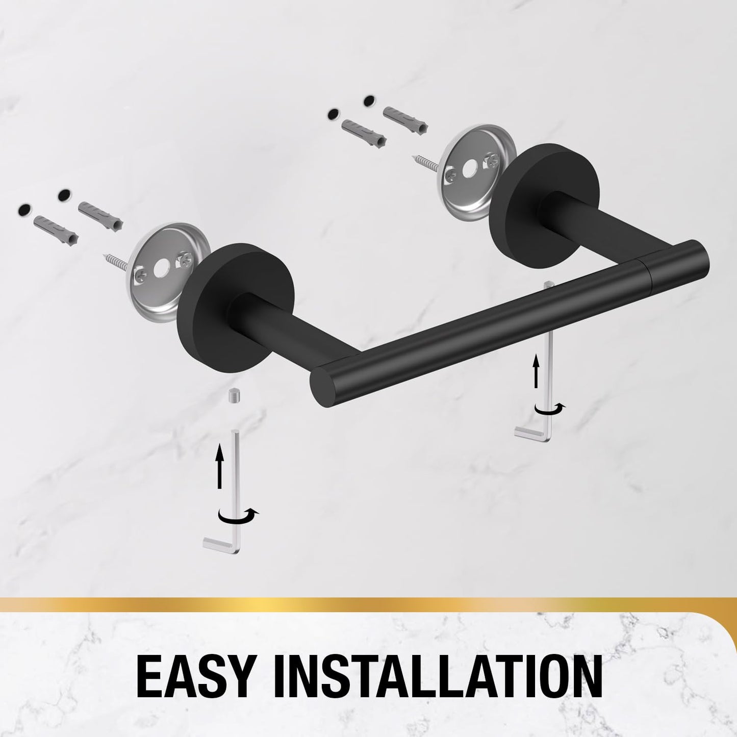 HITSLAM Toilet Paper Roll Holder Matte Black, 2 Pack Double Post Pivoting Toilet Paper Holder Wall Mount, SUS304 Stainless Steel Toilet Tissue Holder, Bathroom Accessories for Kitchen, Washroom