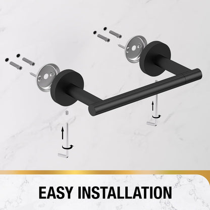 HITSLAM Toilet Paper Roll Holder Matte Black, 2 Pack Double Post Pivoting Toilet Paper Holder Wall Mount, SUS304 Stainless Steel Toilet Tissue Holder, Bathroom Accessories for Kitchen, Washroom