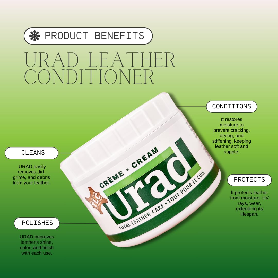 URAD Leather Conditioner 7oz Neutral – Premium Care for Leather Furniture, Shoes, Car Seats, and More!