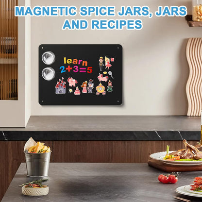 Black Magnetic Boards 16.5" x 11.8" Magnet Bulletin Board for Display Magnetic Notes Poetry Photos with 4 Screws 2 Support Screws