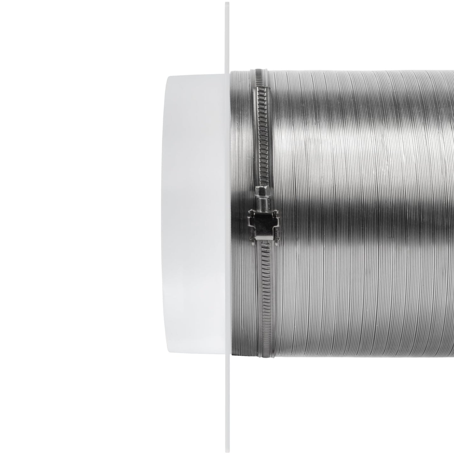 Vent Systems 6" Inch / 150 mm Round Air Vent Duct Connector Flange - White Plastic Air Supply, Exhaust Ducting Pipe Connector Plate for Dryer Vent - Cooling/Heating HVAC Ventilation System Collar