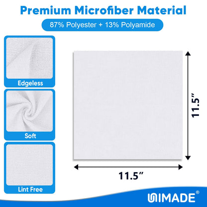 UNIMADE Shop Towel Rags, 50 Pack Reusable Shop Rags Bulk Microfiber Cleaning Cloth Lint Free Cleaning Towels for Car Kitchen Automotive Bar Mechanic Restaurant Garage, 11.5"x 11.5", White