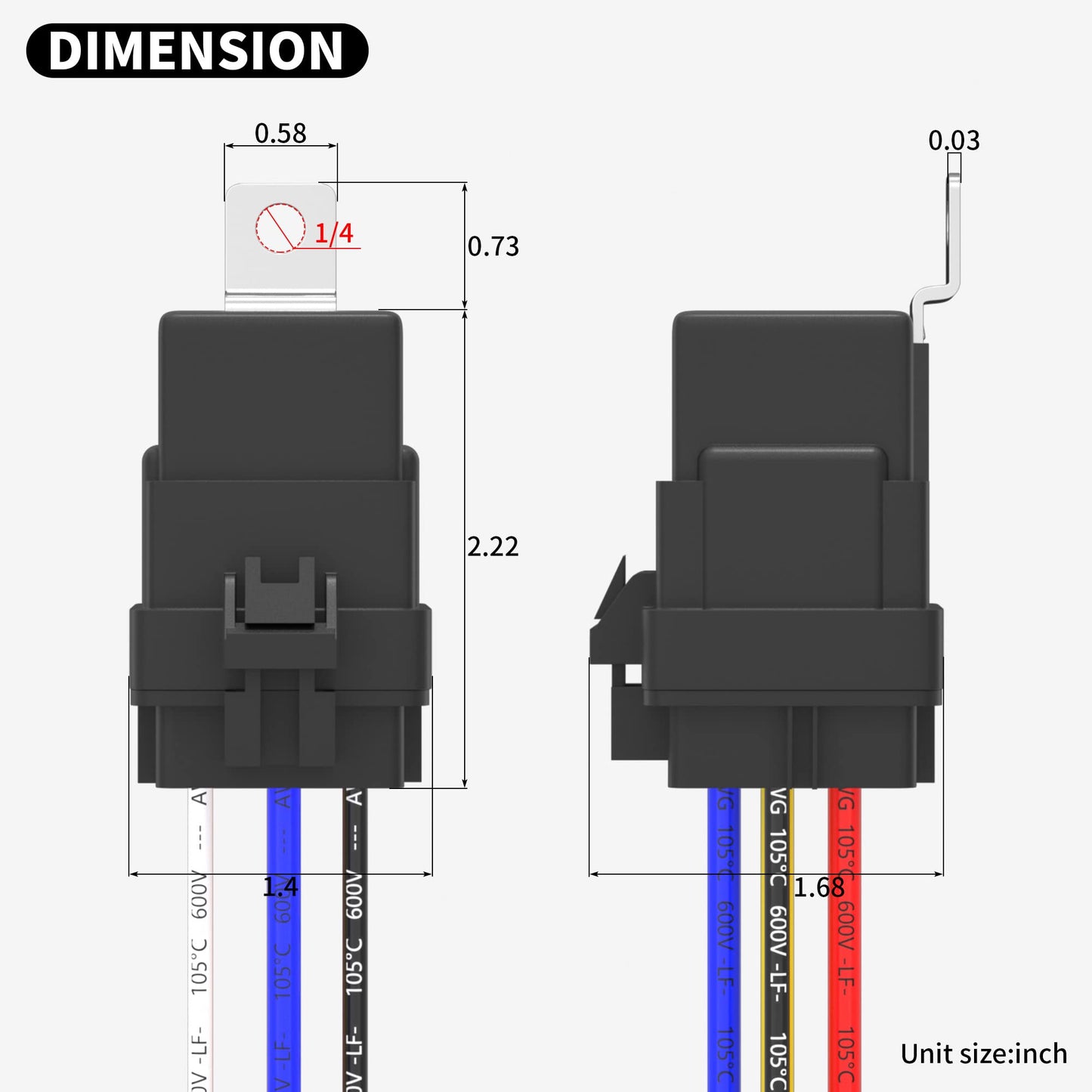 DaierTek 12V Relay with Built-in Diode & 12 AWG Harness Socket 30A/40A Heavy Duty SPDT 5 Pin Relay Switch Waterproof for Automotive Car Marine Boat -8pcs
