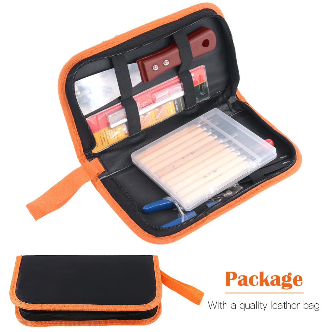 Rustark 34 Piece 3D Printer Accessories Tool Kit Cleaning Needles, Tweezers, Pliers, Scarper, Clean up Knives, Carving Knife Come with Storage Case for Printing Removing, Cleaning, Finishing