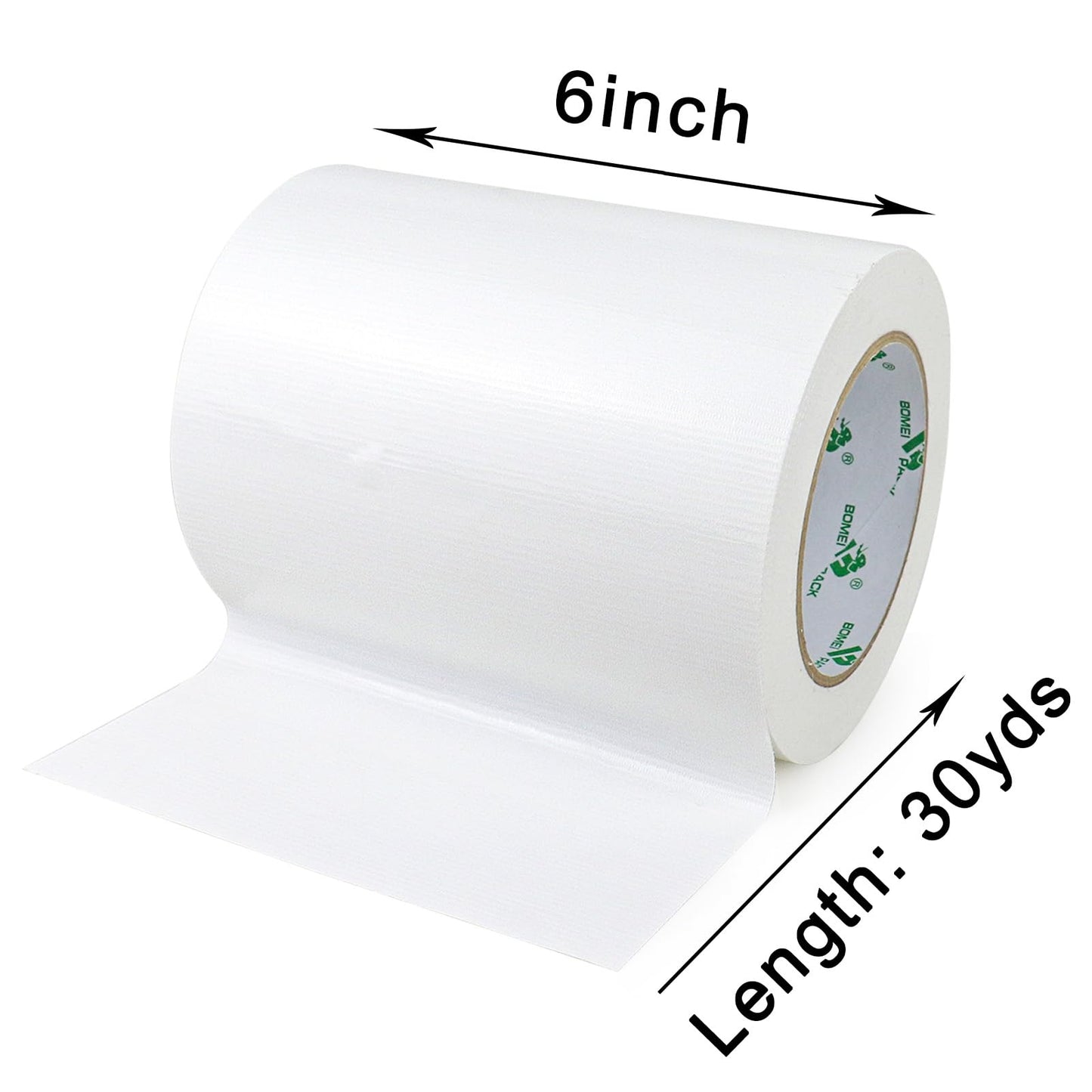 BOMEI PACK Wide Duct Tape White 6Inch, Waterproof Strong Tape Gris Residue Free for Crafts and Repair, 1Roll 8.3Mil x 30yds