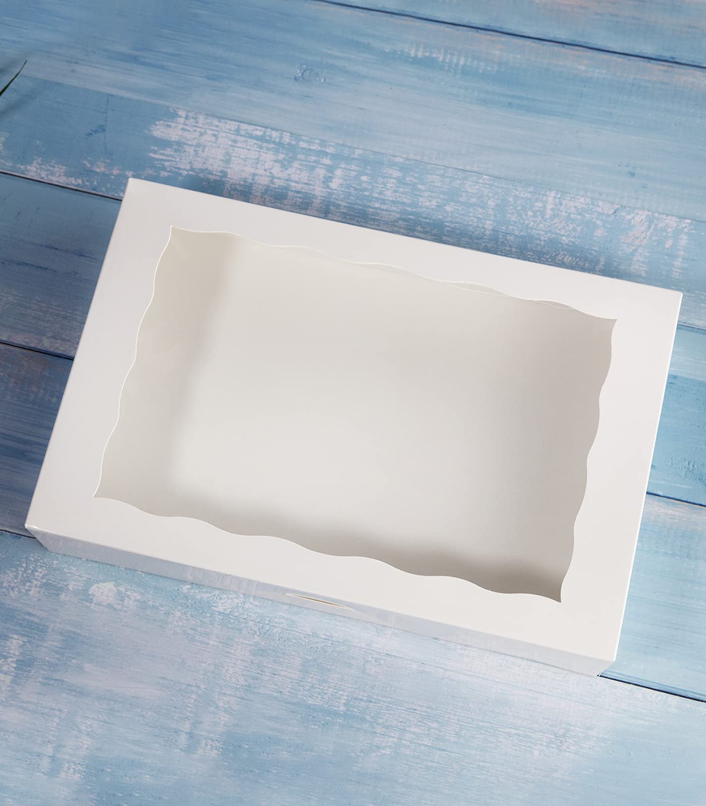 White Pastry Bakery Box 14x10x3inch,Large Donuts,Muffins,Cookies Boxes with PVC Window - Auto-Pop up Paper Box Nature Cardboard Take Out Container,Pack of 15 (White, 15)