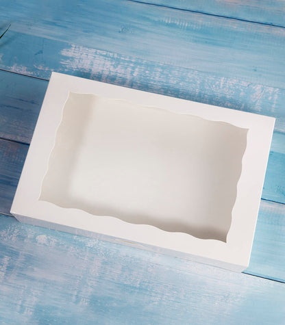 White Pastry Bakery Box 14x10x3inch,Large Donuts,Muffins,Cookies Boxes with PVC Window - Auto-Pop up Paper Box Nature Cardboard Take Out Container,Pack of 15 (White, 15)