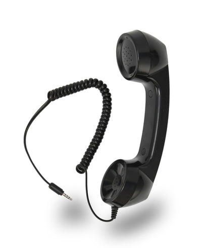 Vintage Retro Telephone Handset, Cell Phone Receiver MIC Microphone Speaker for Cellphone, Smartphone and Computers, Old Telephone Headse with 3.5 Mm Socket (Black)