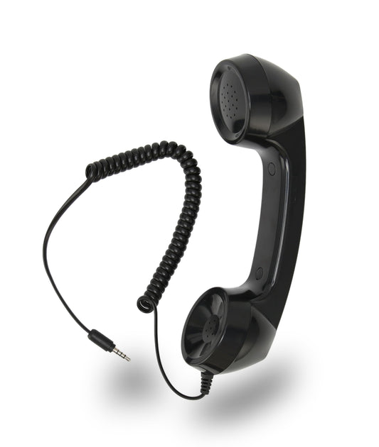 Vintage Retro Telephone Handset, Cell Phone Receiver MIC Microphone Speaker for Cellphone, Smartphone and Computers, Old Telephone Headse with 3.5 Mm Socket (Black)