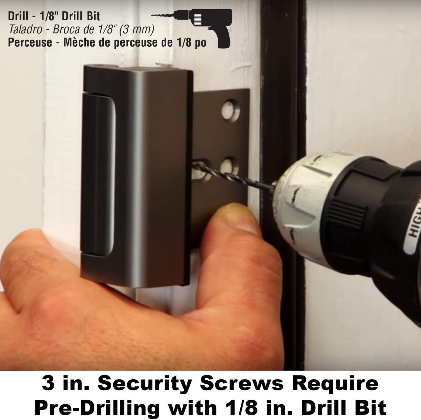 Prime-Line U 11442 Door Reinforcement Lock – Add Extra, High Security to Your Home and Prevent Unauthorized Entry – 3” Stop, Aluminum Construction, Polished Brass (Single Pack)