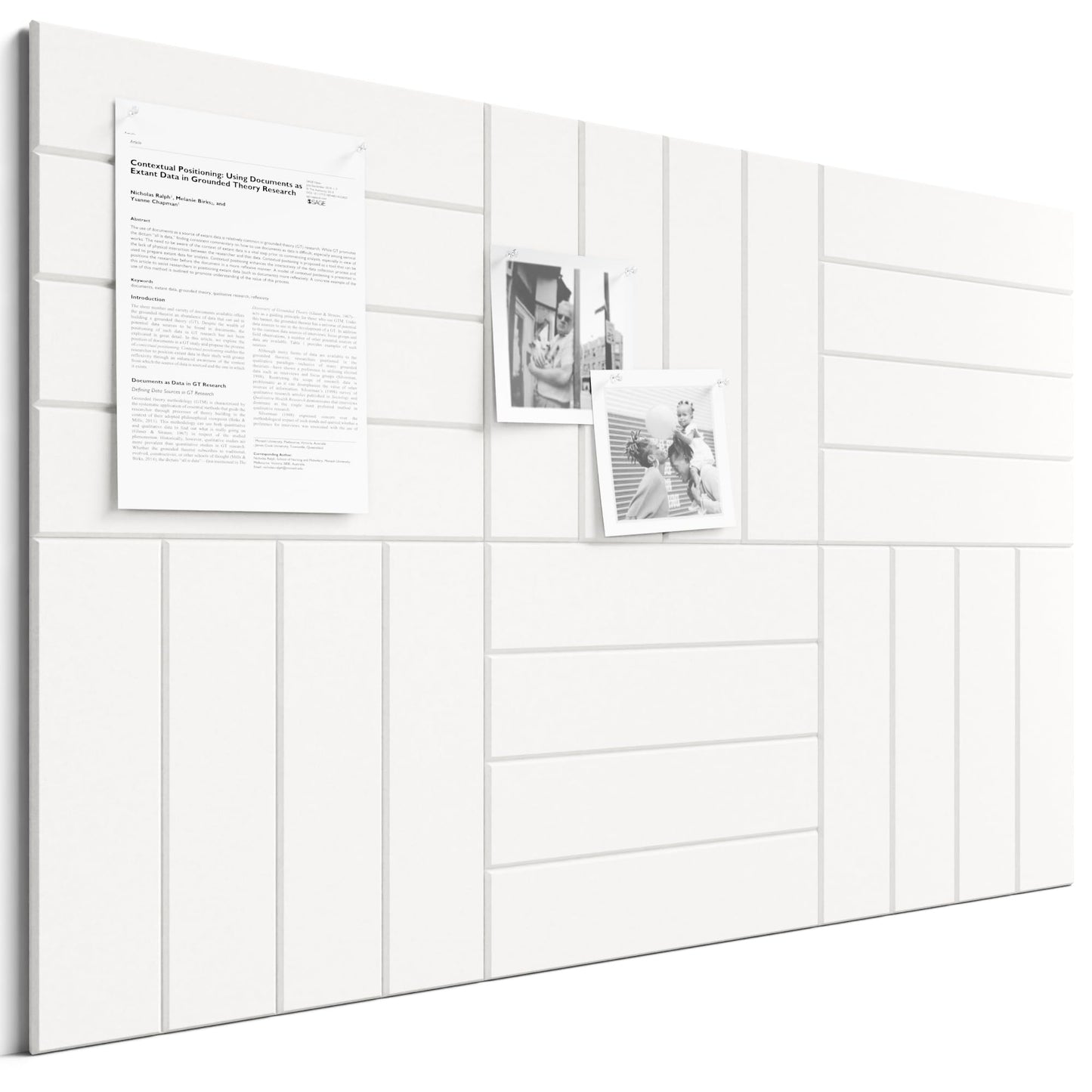 Bumusty Large Cork Board Alternative-36 x 24" Felt Bulletin Board Tiles, with 30 Pushpins, 40 Adhesive Tabs, 6-Pack Slat Wall Paneling, Cork Boards for Office Push Pin Board Felt Board-Milky White
