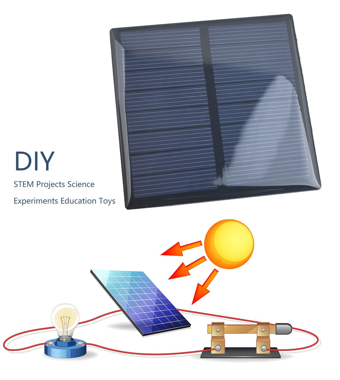 Ailejia 10pcs Mini High Efficiency Polycrystalline Solar Panel 3V 125mA 52mm x 52mm/2" x 2" for DIY Solar Light Phone Charger Flashlight