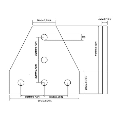 2020 Aluminum Extrusion Connector Bracket Set Included 8PCS Joint Plates,40Pcs M5 T-Slot Nuts and 40Pcs M5x8mm Hex Socket Cap Screw for 2020 Series Aluminum Profile 3D Printer Frame