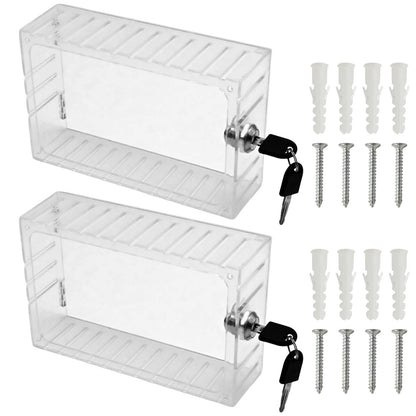 Saihisday 2 Pcs Thermostat Lock Box with Keys, Wall Mounted Acrylic Thermostat Guard Box Large Thermostat Cover with Lock Fit for 6.1"W×3.85"H All Type Wall Thermostats or Smaller