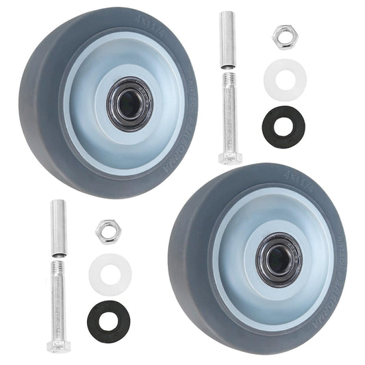 2-Pack Heavy Duty PU Caster Wheels with Bearings – Replacement Plate Mount Wheels for Hand Trucks, Platform Carts, Shelves & Industrial Utility Dollies (grey, 4inch)