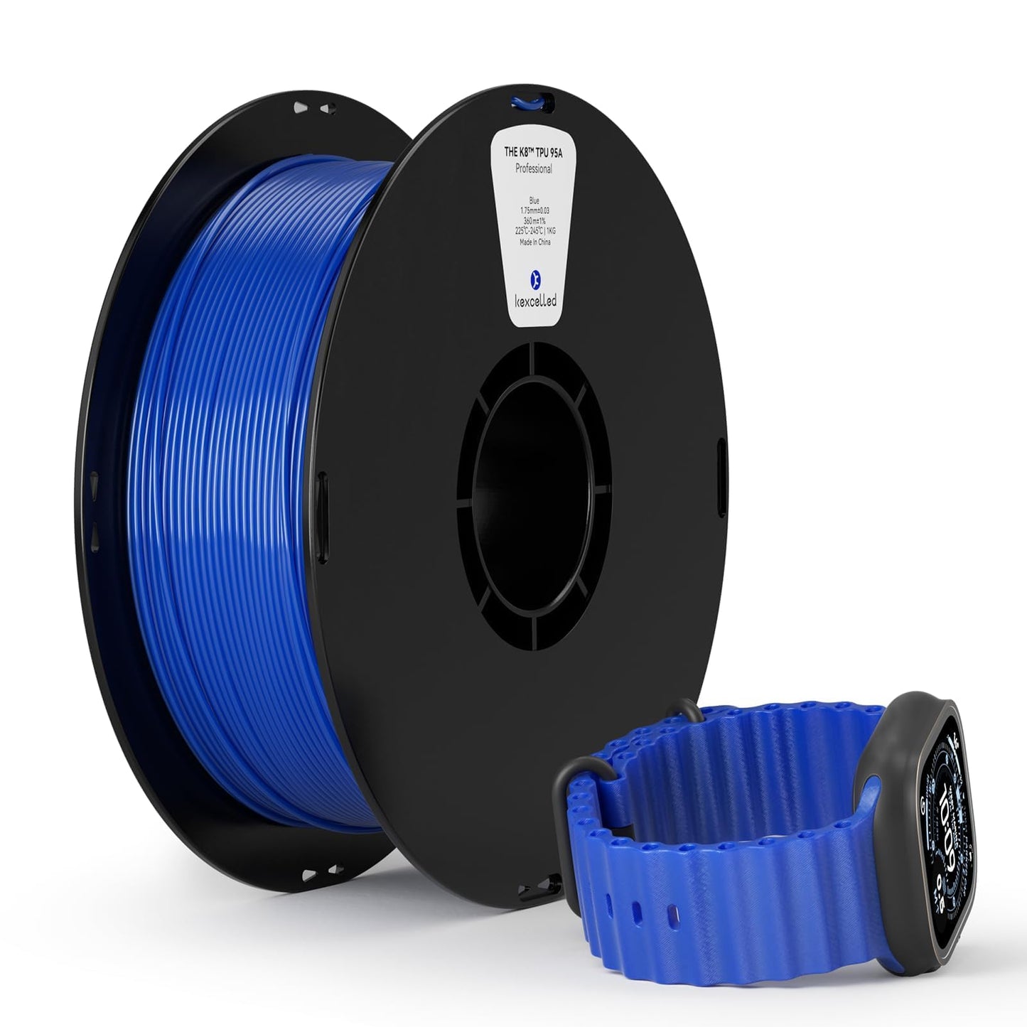 Kexcelled High Speed TPU Filament 95a Blue,Flexible TPU HF 3D Printer Filament 1.75mm,1 kg Spool (2.2lbs), Tidy Winding Non-Tangling, Excellent Elasticity