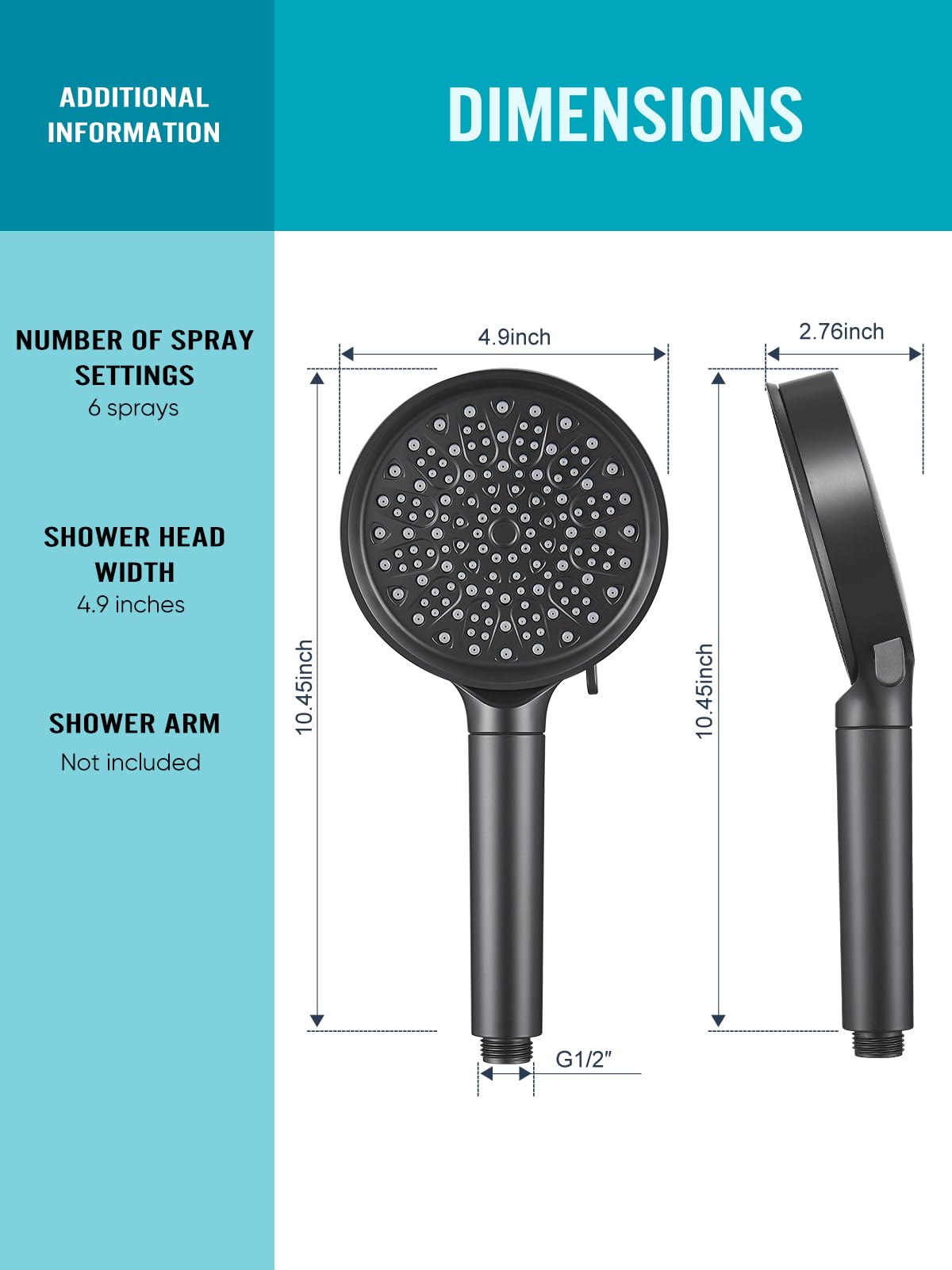Cobbe Handheld Showerhead with Filter, High Pressure 6 Spray Pattern Showerhead with Holder, Hose and Water Softener Filters Beads for Hard Water Dechlorination, Black