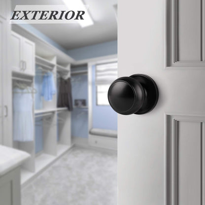 Probrico Black Door Knobs Interior 1 Pack, Interior Passage Keyless Door Knob Set Flat Ball Knob for Hallway or Closet, Matte Black Finish Knob, 1 Pack