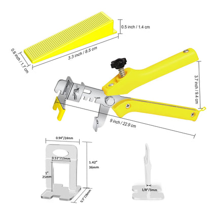 Storystore Tile Leveling System Tiles Leveler Spacers - 1/8 Inch 300 Piece Leveling Spacer Clips 100 Piece Reusable Wedges and 1 Installation Pliers - Tile and Stone Installation for PRO and DIY