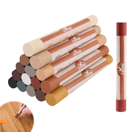 Wood Filler Sticks - Wood Furniture Wax Crayons 16 Colors, Hardwood Floor Scratch Repair Wax Filler Sticks, Touch Up Wax Sticks Repair Kit for Scratches, Scuffs, Cracks, and Nail Holes on Wooden Furniture, Floors, Cabinets, Tables