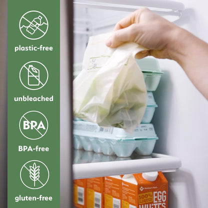 100% Compostable Food Storage Bags [Gallon 50 Pack] Eco-Friendly Freezer Bags, Resealable Bags, Heavy-Duty, Reusable, Off-White by Earth's Natural Alternative