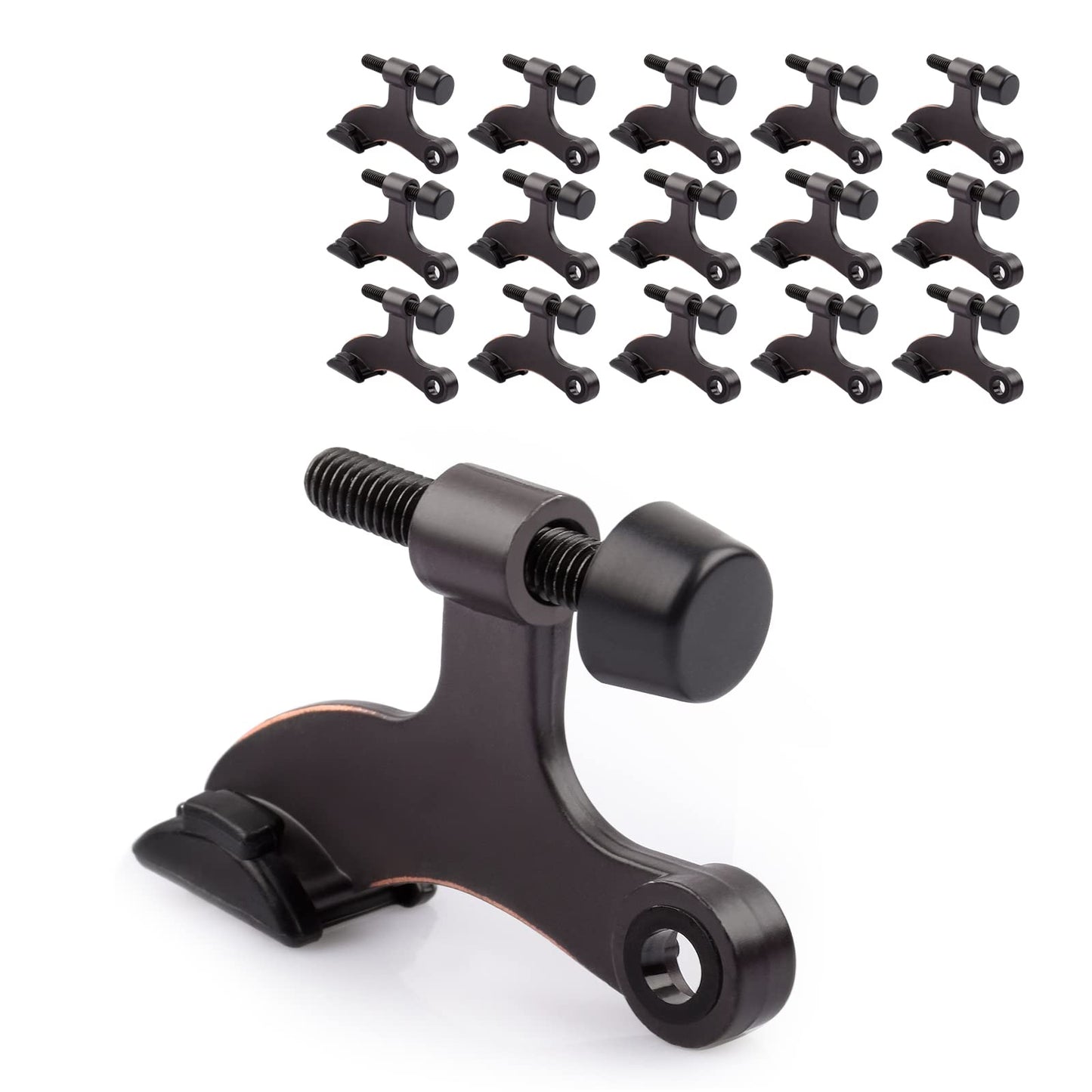 KOVOSCH 16 Pack Hinge Pin Door Stopper Oil Rubbed Bronze - Adjustable Heavy Duty Hinge Pin Door Stop with Black Rubber Bumper Tips