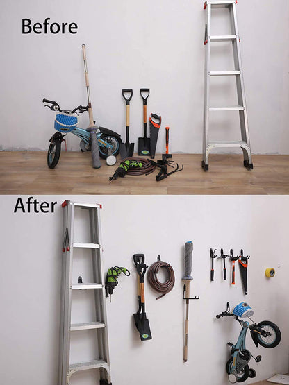 12 Pack Garage Hooks Heavy Duty ,Iron Garage Storage Hooks with Anti-Slip Coating Garage,Tool Hangers for Garage Wall Utility Wall Mount Garage Hooks for Garden Tools, Ladders, Bulk Items, Bikes, Black