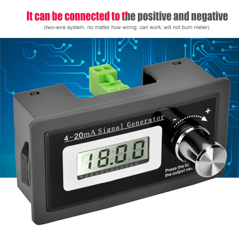 Signal Generator, 4-20mA 15-30V High Accuracy Current Loop Signal Generator Frequency Generator Two-Wire Transducer Test with LCD Display (Black)