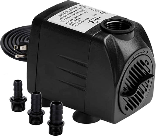 Simple Deluxe 290 GPH UL Listed Submersible Pump with 6' Cord, Water Pump for Fish Tank, Hydroponics, Aquaponics, Fountains, Ponds, Statuary, Aquariums & Inline