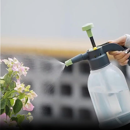 2L Plant Spray Bottle Pump Sprayer Plant Watering Can Hand-Held Misting Spray Bottle with Adjustable Nozzle (Green+Grey)