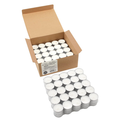 Stonebriar Unscented Tea Light Candles, 6 to 7 Hour Extended Burn Time, Smokeless, White, Bulk Set for Weddings, Events, Home Decor, Emergency Use, 100 Count