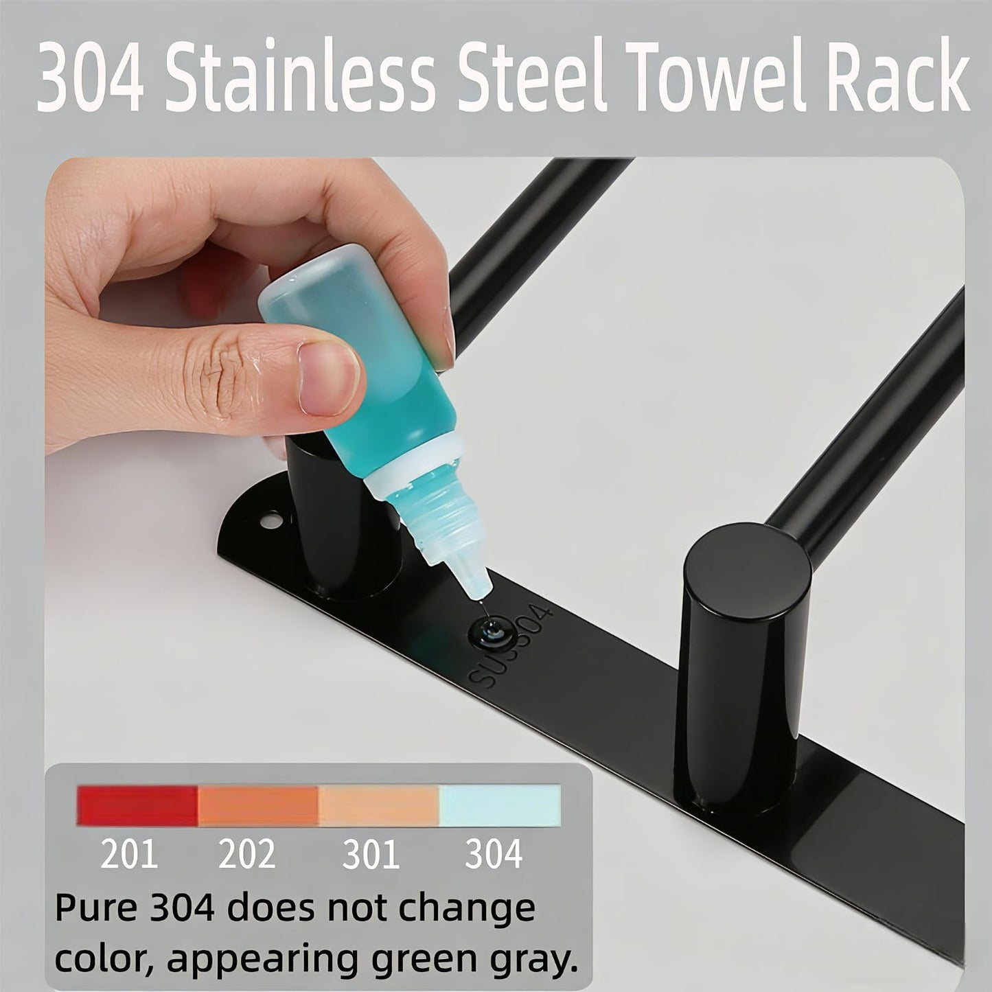MEKENSO SUS304 Dual Bar Adjustable Towel Bar, Expandable Space Saving Towel Rack, Bathroom Towel Holder with Double Hook 16.9 to 29.9 Inch, No Drill/Screw Installation.（Black）